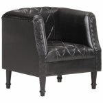 Fauteuil club en cuir noir - style contemporain & design - relaxation - deco3451luxueux