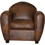Fauteuil club marron aspect vieilli - cuba - vintage - tissu - avec accoudoirs - montage: a monter soi ...