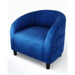 Fauteuil club en velours - lunsy - 635x68x71 cm - bleu - dossier en forme de u - accoudoirs incurv�s ...