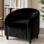 Fauteuil club en velours - lunsy - 635x68x71 cm - noir - dossier en forme de u - accoudoirs incurv�s ...