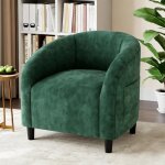 Fauteuil club en velours - lunsy - 635x68x71 cm - vert - dossier en forme de u - accoudoirs incurv�s ...