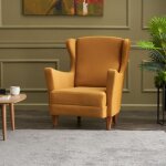 Williams - fauteuil � oreilles en velours moutarde