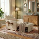 Fauteuil convertible 3 en 1 - ambiance - table lat�rale & dossier r�glable - canap� lit 1 place en tissu ...