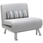 Homcom - fauteuil convertible - tissu de lin - 75x70x75cm - gris