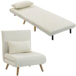 Fauteuil convertible 3 en 1 - homcom - fauteuil lit et chauffeuse 1 place - dossier inclinable 5 positions ...