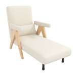 Fauteuil convertible 3 en 1 lit rembourr� beige - chaise pliante pour salon dimensions 64x68. 5x93 cm ...