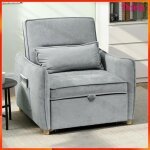 Fauteuil convertible - akozon - 13678 - 3 en 1 (fauteuil / chaise / lit) - chenille gris - matelas 11 ...