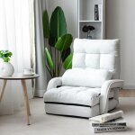 Fauteuil convertible - blanche - 1 place - tissu - 5 positions - oreiller inclus