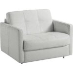 Fauteuil convertible express cube couchage 75 * 192 * 16cm cuir vachette blanc cass�
