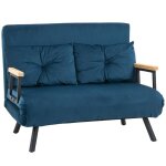 Fauteuil convertible lit 1 place velours bleu - dossier r�glable 5 positions - structure acier solide ...