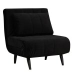 Fauteuil convertible lit 80 x 190 cm hanna en velours noir - livin24 - 1 place - design lgant