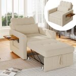 Fauteuil convertible fauteuil lit - luminarix - canap� 1 place r�glable avec rangement roues et tissu ...