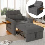 Fauteuil convertible fauteuil lit - luminarix - canap� 1 place r�glable avec rangement roues et tissu ...