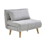 Fauteuil convertible en tissu gris clair chila