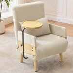 Fauteuil convertible trois en un moderne avec plateau en bois chaise pliante rembourr�e fauteuil inclinable ...