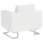 Fauteuil cube similicuir - wiens - blanc - pieds chrom�s - 85. 5x63x74 cm - capacit� 110 kg - design ...