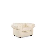 Fauteuil en cuir beige cr�me - beliani - chesterfield - style classique - confortable