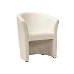 Fauteuil en cuir - blanc cr�me - h 76 x l 67 x p 60 cm