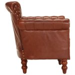 Fauteuil en cuir de ch�vre - wiens - marron - 77x63x76 cm - cuir de ch�vre v�ritable - bois de manguier ...
