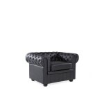 Fauteuil en cuir noir chesterfield - beliani - style classique - avec accoudoirs - int�rieur