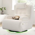 Fauteuil de d�tente pivotant 360� coussins �pais en mousse ergonomiques deux poches lat�rales appui - ...