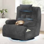 Fauteuil de d�tente pivotant 360� coussins �pais en mousse ergonomiques deux poches lat�rales appui - ...