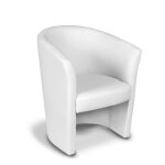 Dmora - fauteuil abrera 64x63h76 cm blanc panneau effet bois similcuir et mousse de polyurthane