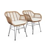 Fauteuil de jardin effet rotin rsine et mtal (lot de 2) wondama
