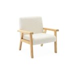 Fauteuil enfant en bois et tissu bouclette blanc. isak l 47 x p 43. 5 x h 50cm Fauteuil enfant en bois et tissu bouclette blanc. isak l 47 x p 43. 5 x h 50cm