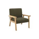 Fauteuil enfant en bois et velours c�tel� kaki. isak l 47 x p 43. 5 x h 50cm