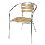 Lot de 4 fauteuils en aluminium (h)450 mm empilables assise en fr�ne