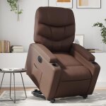 Fauteuil inclinable �lectrique - vidaxl - similicuir marron - 74x89x100 cm - 74x146x78 cm - inclinaison ...