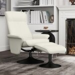 Fauteuil inclinable avec repose - pieds pivotant pour salon tv microfibre blanc cr�me 150 kg 69x71x104cm ...