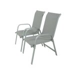 Fauteuil jardin alu / textilène porto - phoenix - gris clair - lot de 2 Fauteuil jardin alu / textilène porto - phoenix - gris clair - lot de 2