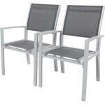 Fauteuil jardin alu / textilène tropic - phoenix - gris foncé - lot de 2 Fauteuil jardin alu / textilène tropic - phoenix - gris foncé - lot de 2