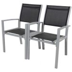 Fauteuil jardin alu / textilène tropic - phoenix - noir - lot de 2 Fauteuil jardin alu / textilène tropic - phoenix - noir - lot de 2
