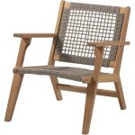 Fauteuil de jardin bas en bois dacacia fsc et en rsine tresse - bora - l60xp76xh73 cm