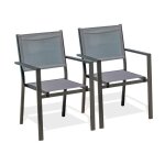 Lot de 2 fauteuils de jardin en alu toile plastifiéee Lot de 2 fauteuils de jardin en alu toile plastifiéee