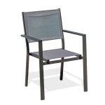 Fauteuil de jardin tolede empilable en aluminium et textil�ne - gris anthracite