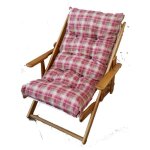 Fauteuil de jardin - relax - bois massif - inclinable 3 positions - coussin rembourr� - rouge �cossais ...