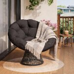Fauteuil de jardin - si�ge d�tente dext�rieur en rotin gargano avec coussin rond confortable robuste ...