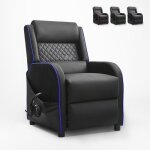 Fauteuil de jeu - challenge - inclinable - simili cuir - repose - pieds - bleu