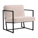 Fauteuil kennedy en velours et mtal - 73. 5 x 75. 5 x 81 cm - crme