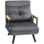 Fauteuil - lit - gris fonc� - dossier r�glable 180� - 63x73x81 cm - convertible en lit simple