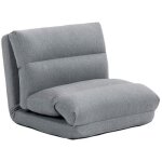Fauteuil - lit pliant rembourr� - dossier r�glable - rev�tement �pais - lin - 70 x 41 x 56 cm - grisg ...