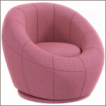 Fauteuil lounge rotatif - homcom - pluche teddy compact confortable ? rose