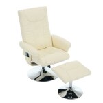 Fauteuil massant inclinable 5 points - chauffage �lectrique - rotation 360� - repose - pieds - tissu ...