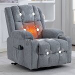 Fauteuil massant - fauteuil relax �lectrique - avec poches et porte - gobelet - 91x84x106cm - gris claire ...