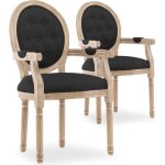 Lot de 2 fauteuils mdaillon capitonns louis xvi tissu noir