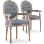 Lot de 2 fauteuils médaillon capitonnés louis xvi tissu gris Lot de 2 fauteuils médaillon capitonnés louis xvi tissu gris